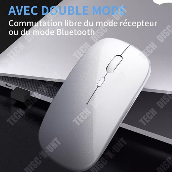 TD 2.4G trådlös mus laddning och belysning mobil optisk mus dual mode switching, med USB Bluetooth-musmottagare