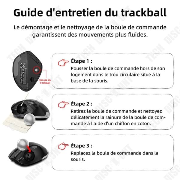 TD Souris trackball svart ergonomisk mus med justerbar vinkel precis kursormikro-rörelse uppladdningsbar datormus