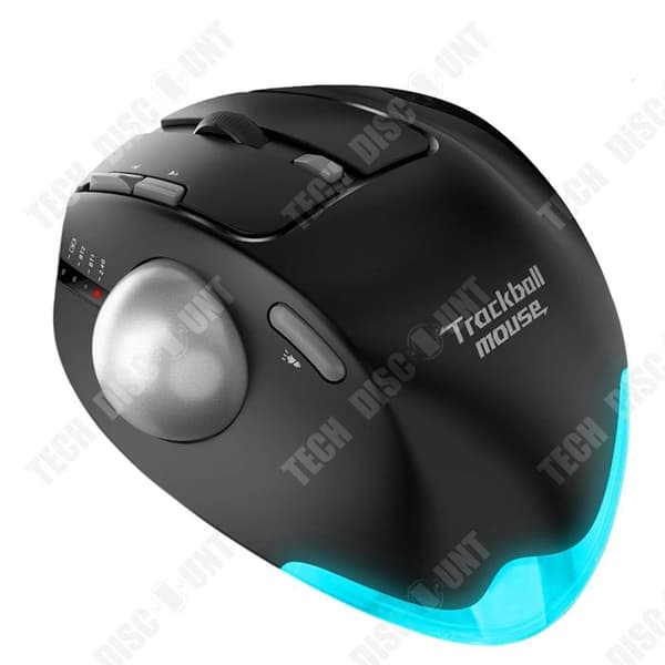TD Souris trackball svart ergonomisk mus med justerbar vinkel precis kursormikro-rörelse uppladdningsbar datormus