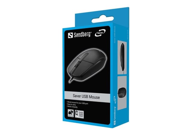 Sandberg - Mus - optisk - 3 knappar - kabelansluten - USB Svart