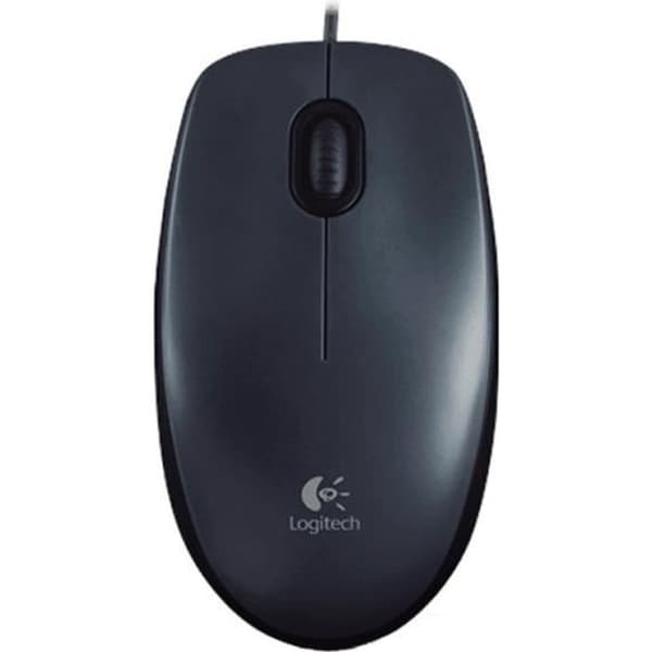 M100 optisk mus - LOGITECH - USB - 3 knapp(ar) - Kabel - 1000 dpi - Hjul med broms - Symmetrisk - Svart