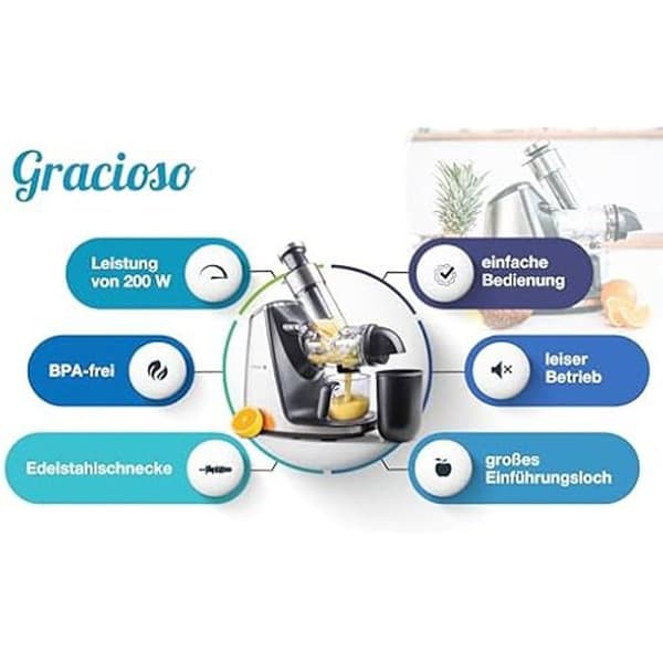 Slowjuicer - G21 - Horisontell Premium - Amusante - Hög kvalitet - Effektiv