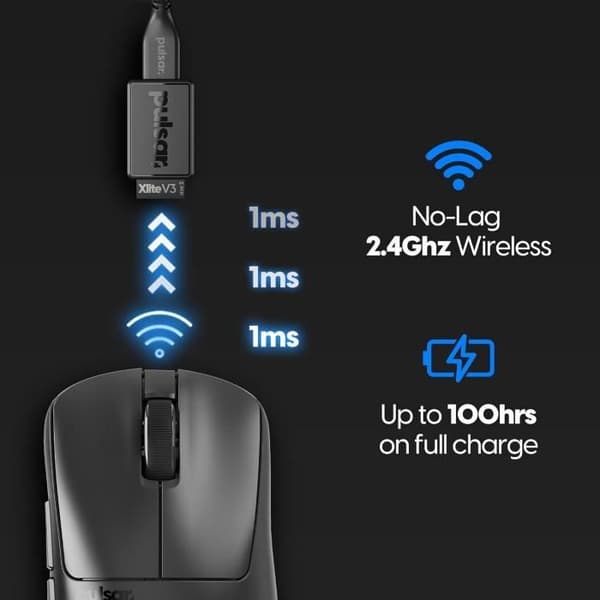 Spelmus - GENERISK - Xlite V3 - Ergonomisk - Trådlös 2,4 GHz - PAW3395 sensor