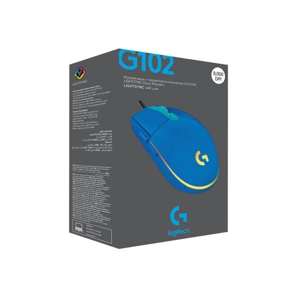 Mus - Logitech - G102 LIGHTSYNC - Blå - Trådbunden - Anpassningsbar RGB