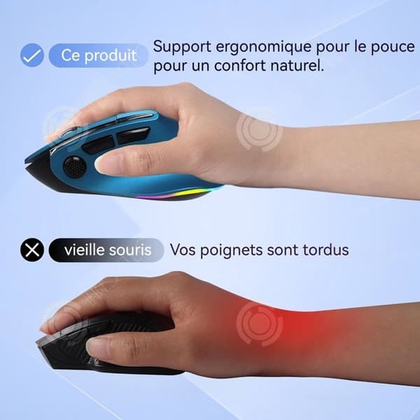 INN Ergonomisk trådlös mus 2.4ghz 2400dpi bluetooth med rgb-ljus optisk tyst vertikal mus för PC-dator