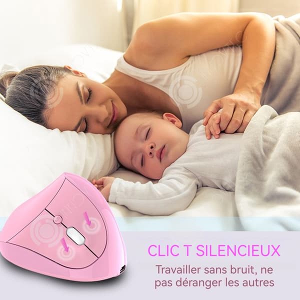 INN Ergonomisk trådlös mus 2.4GHz 1600dpi rosa optisk vertikal mus tyst med 6 knappar för PC dator mus