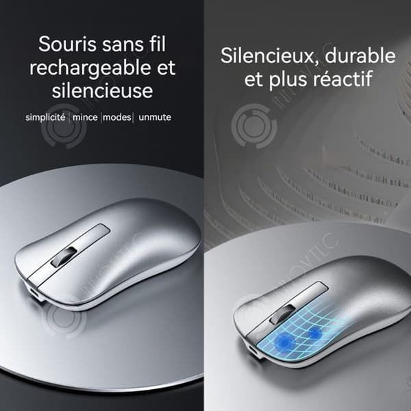 INN Trådlös tyst mus i aluminiumlegering 2.4ghz 1600dpi ergonomisk mus för bärbar dator PC optisk mus