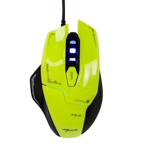 E-blå Mazer M642, Högerhänt, Optisk, USB, 2500 DPI, 149,5 g, Grön