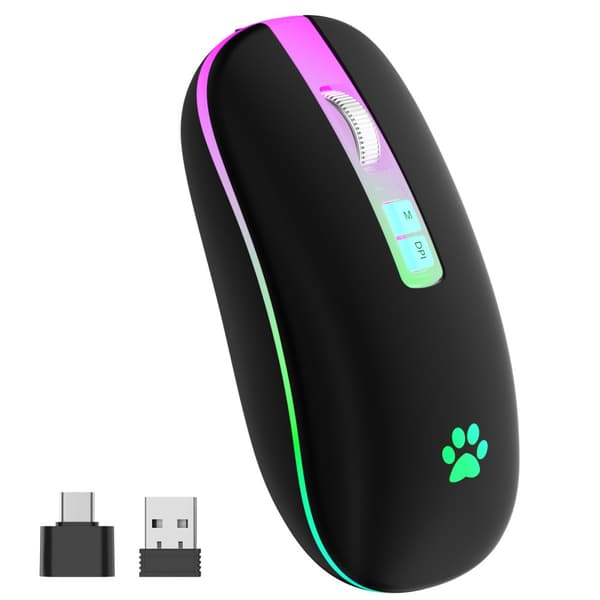 INF Stille Dual Mode-mus: Oppladbar trådløs Bluetooth 5.1 A