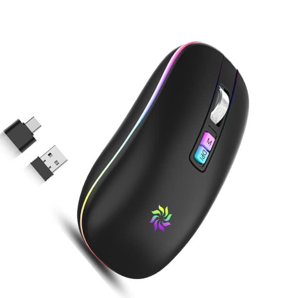 INF Tyst Dual Mode Mus: Uppladdningsbar Trådlös Bluetooth 5.1 D