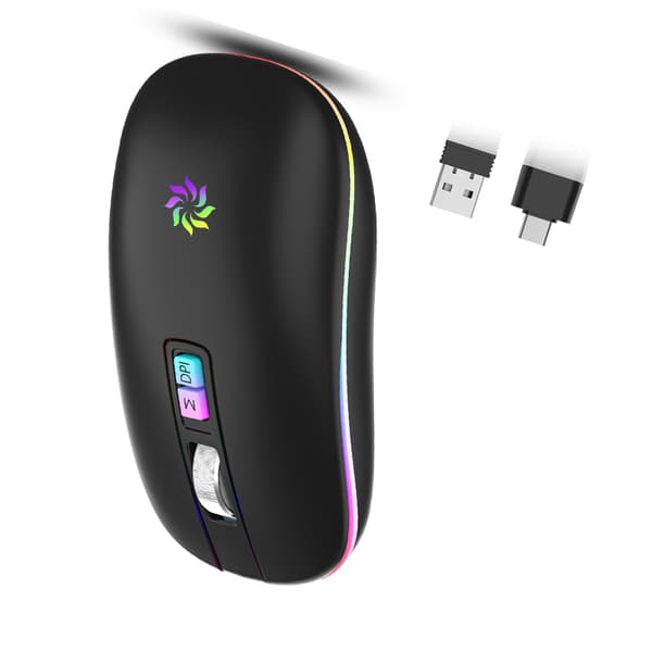 INF Tyst Dual Mode Mus: Uppladdningsbar Trådlös Bluetooth 5.1 D