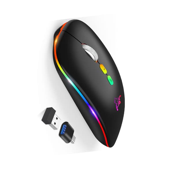 INF Tyst Dual Mode Mus: Uppladdningsbar Trådlös Bluetooth 5.1 B