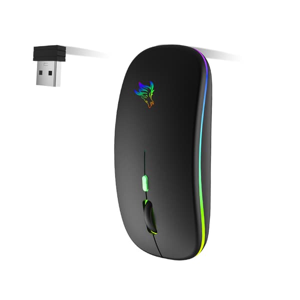 INF Tyst Dual Mode Mus: Uppladdningsbar Trådlös Bluetooth 5.1 C