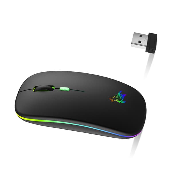 INF Tyst Dual Mode Mus: Uppladdningsbar Trådlös Bluetooth 5.1 C