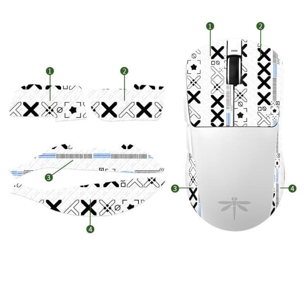 INF Forbedrede Grip Mouse Stickers - Hvidt Trykt Design