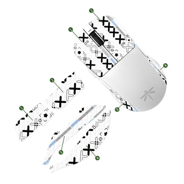 INF Forbedrede Grip Mouse Stickers - Hvidt Trykt Design