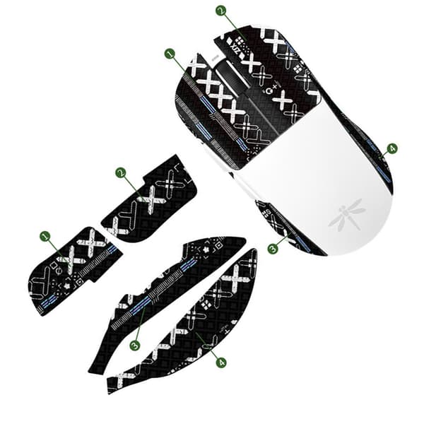 INF Forbedrede Grip Mouse Stickers - Sort Trykt Design