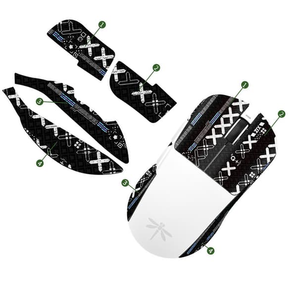 INF Forbedrede Grip Mouse Stickers - Sort Trykt Design
