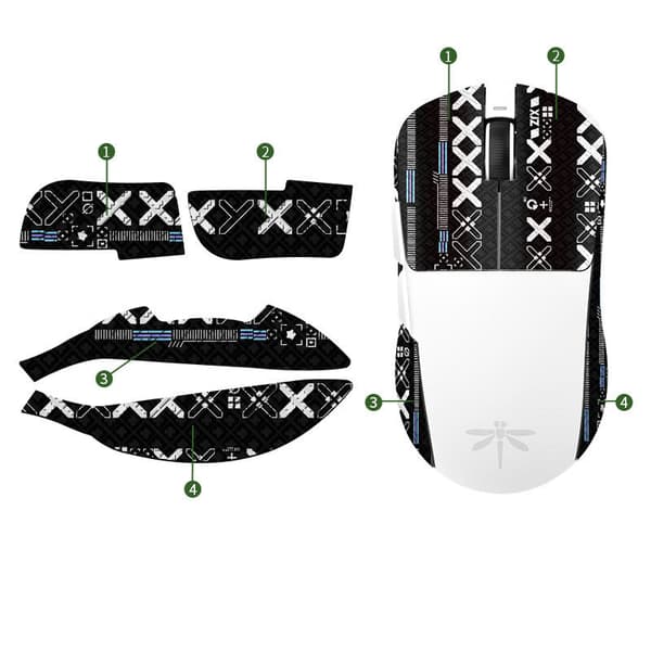 INF Forbedrede Grip Mouse Stickers - Sort Trykt Design