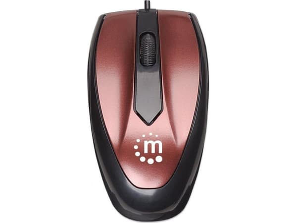 Manhattan MO1, Molempikätinen, Optinen, USB A-tyyppi, 1000 DPI, Bordeaux