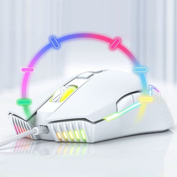 ONIKUMA - CW905 Vit - LED RGB Gamingmus 6400 DPI