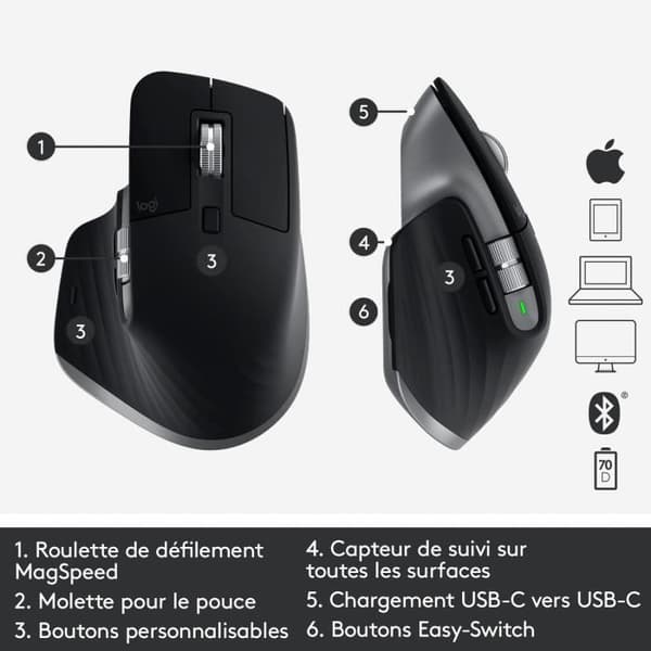 Mus - Ergonomisk - Logitech - MX Master 3 - Ultra-snabb rullning - För Mac - Svart