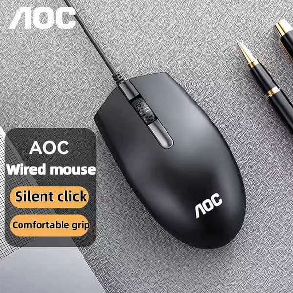 AOC MS-100 Trådbunden Mus, Ergonomisk Design, Precisionsoptisk Sensor, Svart