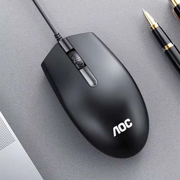 AOC MS-100 Trådbunden Mus, Ergonomisk Design, Precisionsoptisk Sensor, Svart