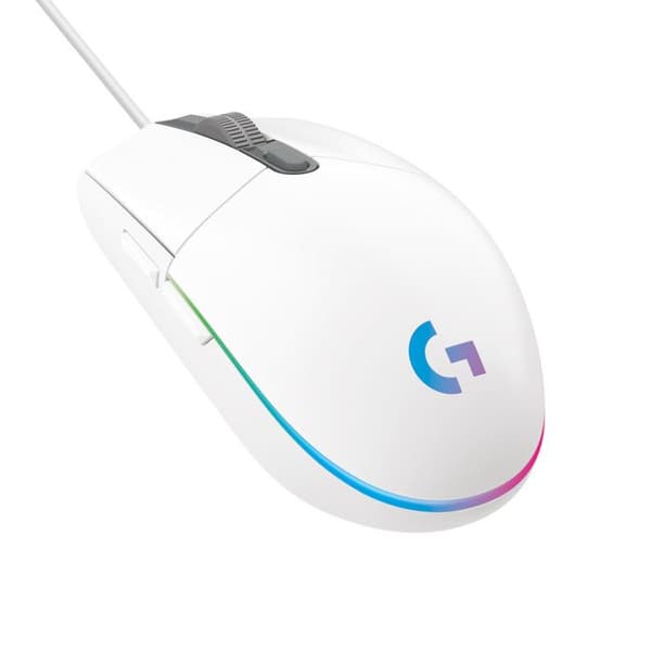 Logitech G203 LIGHTSYNC RGB Gaming Mus - Vit - 6 programmerbara knappar - 8000 dpi