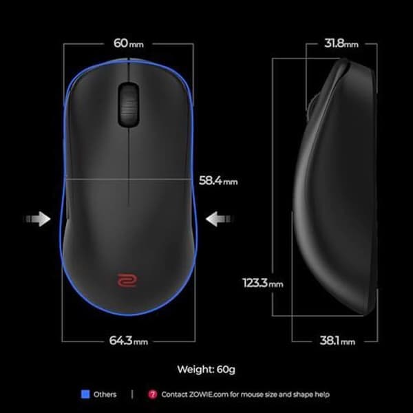 Trådlös mus - BENQ - U2-DW - Förbättrad 4K - 60 g - Ergonomisk design för esports