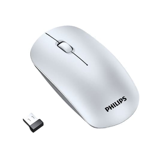 Philips Elegant White Wireless 2.4G Battery Mouse – Enkel og bærbar, det bedste valg til effektivt kontorarbejde