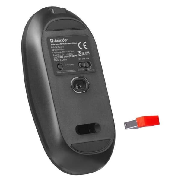 Trådløs Bluetooth mus Defender MM-316 Sort 1600 dpi