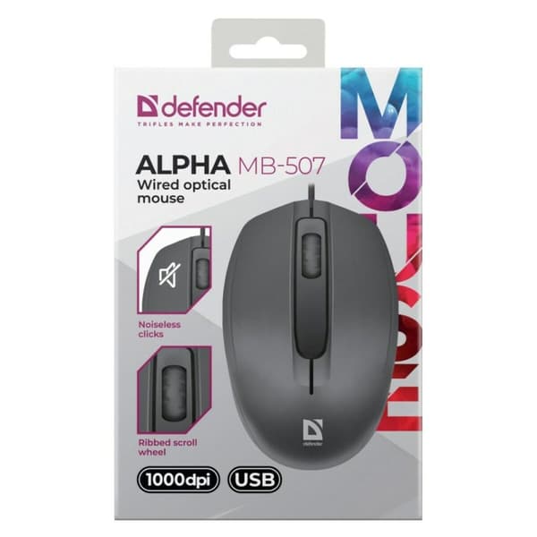 Optisk Mus Defender ALFA MB-507 Svart 1000 dpi