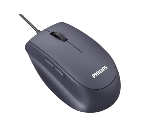 Philips mörkgrå trådbunden mus – ett lugnt val, en effektiv kontorskompanjon