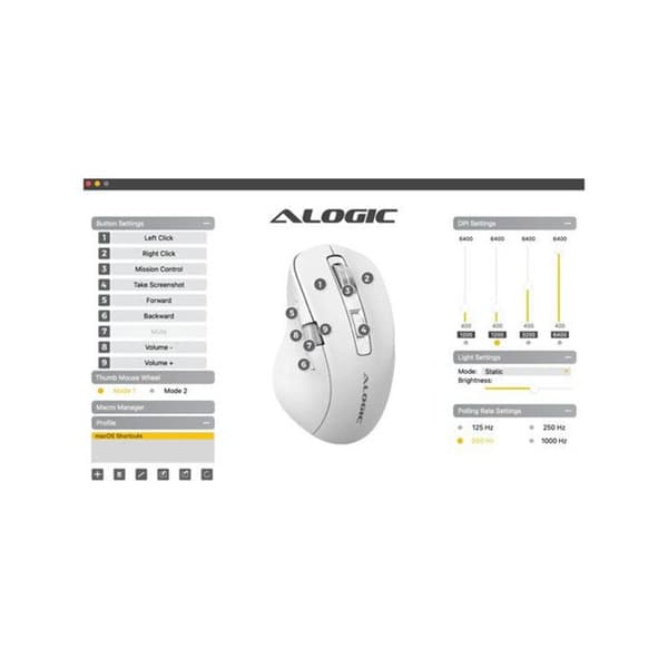 Trådlös Gaming Mus Modell Apex Ergonomisk 7 Programmerbara Knappar A-Logic Vit