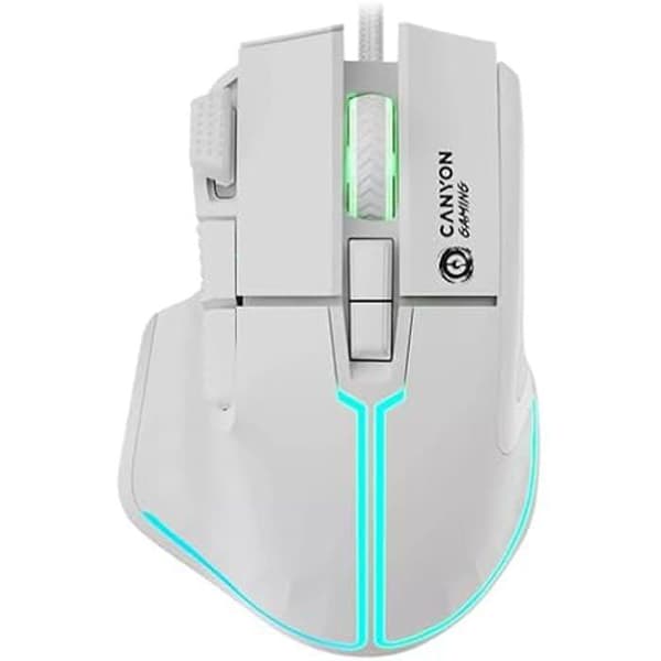 Spelmus - CANYON - Fortnax GM-636 - 20000 DPI - 9 Programmerbara Knappar - Multicolor Belysning Vit