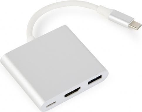 Gembird A-CM-HDMIF-02-SV kabel kønsskifter USB-C/USB-C HDMI/USB-A Sølv (A-CM-HDMIF-02-SV) Sølv