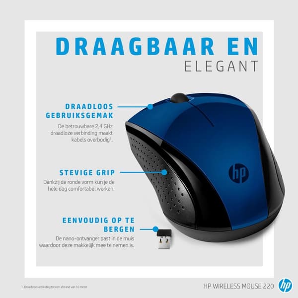 HP 220 mus Ambidextrous RF trådlös Blå