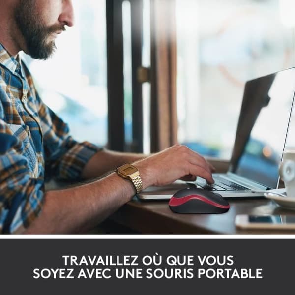 Trådlös mus - Logitech - M185 - Optisk - Röd