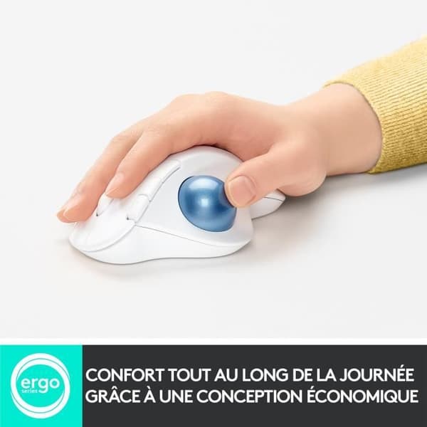 Ergonomisk mus - Trådlös - Logitech - Ergo M575 - Vit