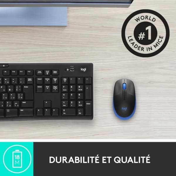Ergonomisk trådlös mus - Logitech - M190 - Blå