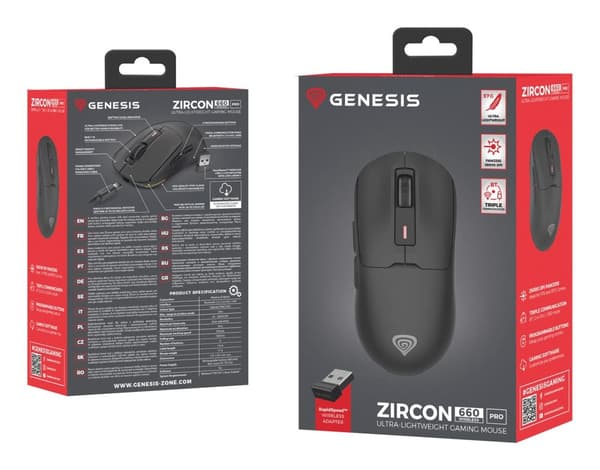 GENESIS ZIRCON 660 PRO TRÅDLØS GAMINGMUS 26000 DPI SORT