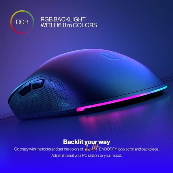 Gamingmus - ENDORFY - GEM Plus - Trådlös - 26 000 DPI - RGB-belysning - Ultralätt
