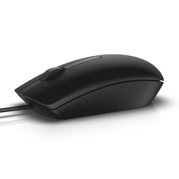 DELL MS116 Optisk Mus - USB - 2 Knappar - Svart - Kabel - 1000 dpi - Hjul med broms