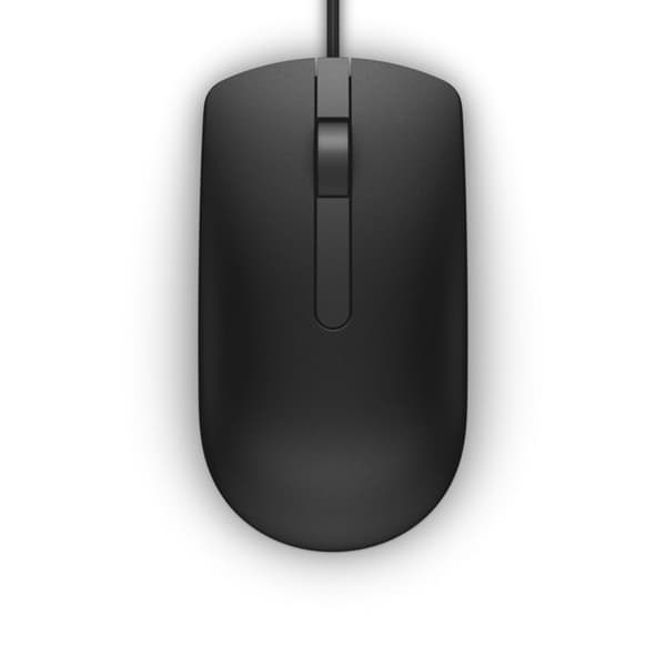DELL MS116 Optisk Mus - USB - 2 Knappar - Svart - Kabel - 1000 dpi - Hjul med broms