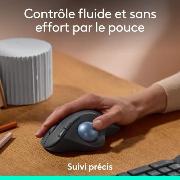 Ergonomisk mus - trådlös - Logitech - ERGO M575S - Grafit