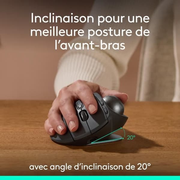 Ergonomisk mus - trådlös - Logitech - MX ERGO S - Grafit