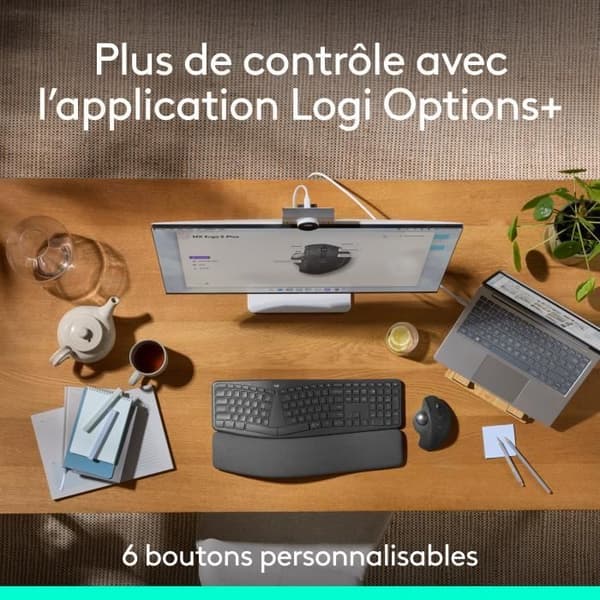Ergonomisk mus - trådlös - Logitech - MX ERGO S - Grafit