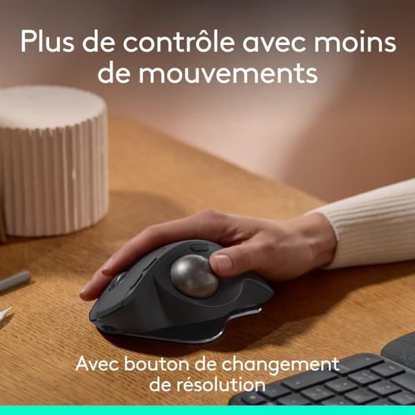 Ergonomisk mus - trådlös - Logitech - MX ERGO S - Grafit