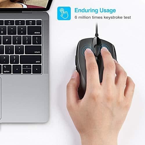 TECKNET Pro S2 högpresterande trådbunden USB-mus, 6 knappar, upp till 2000 dpi 600229
